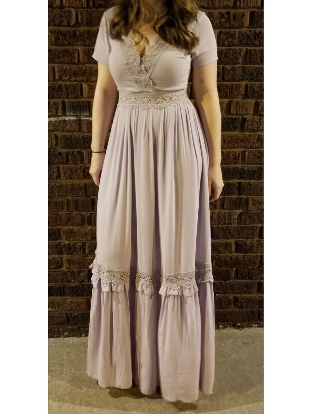 Altar'd State Lace Trim Maxi Dress - Lavender (S)